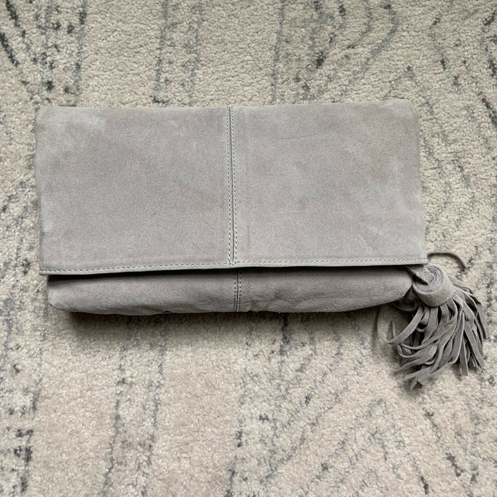 Gray Leith Suede Clutch